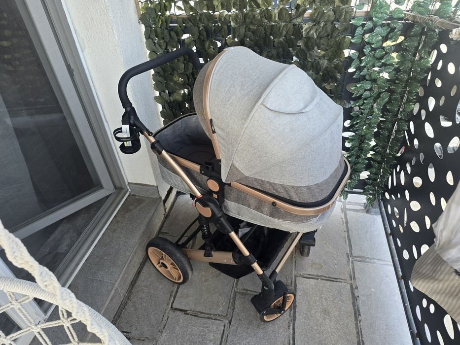 Carucior 3 in 1, Geanta de scutece, Suspensie dinamica pe cadru, Bubu-