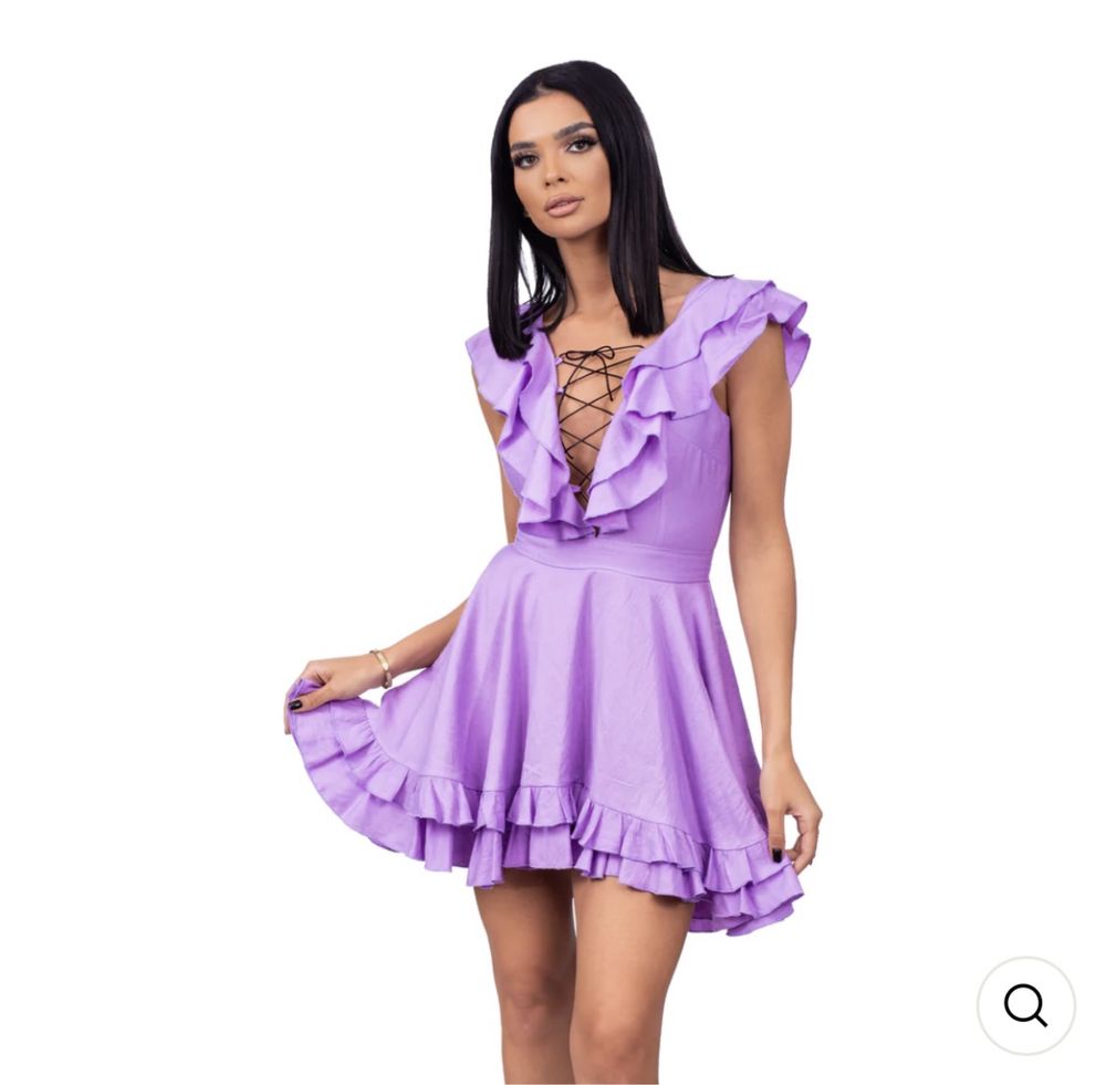 Rochie din in violet Carolina D