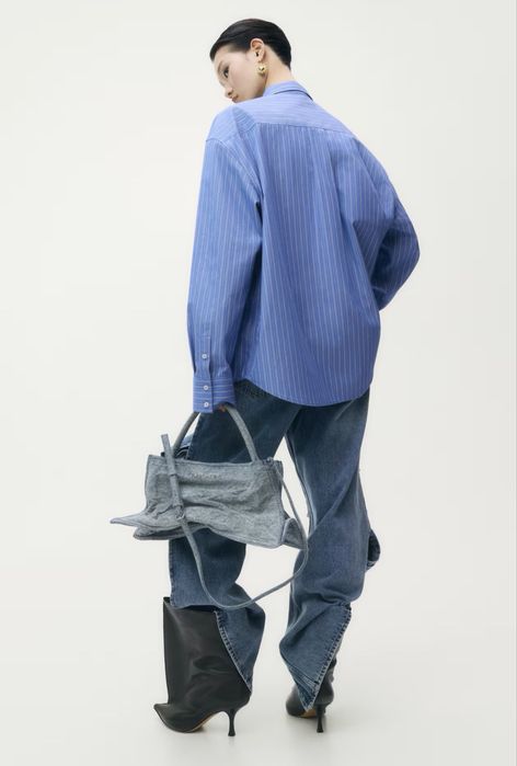 GLENN MARTENS H&M Риза от поплин с телени банели