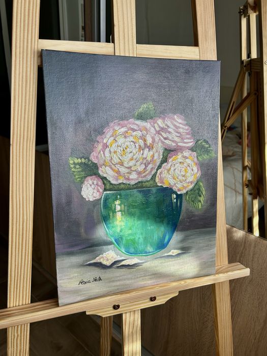 pictură acrilica natură statică ghiveci de flori