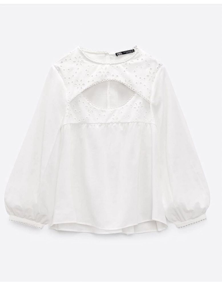 Bluza broderie Zara alba marime S