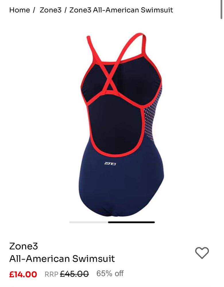 Продается женский купальник (слитный, спортивный), 36 размер, Zone3