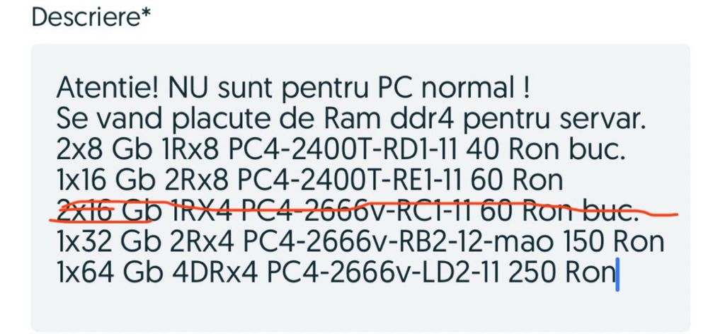 Placuta DDR 4 ram pentru server