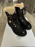 Botine din piele cu blana de iarna Bogner, negre, marimea 37