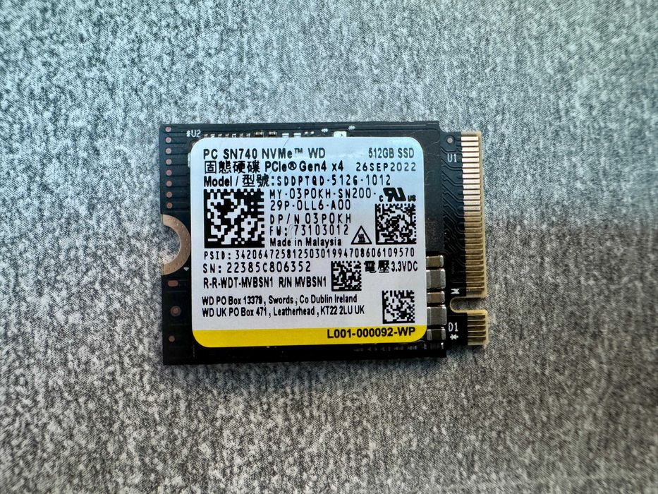 SSD NVMe 512GB Samsung PM961, PM981/981a, WD SN740 Gen4