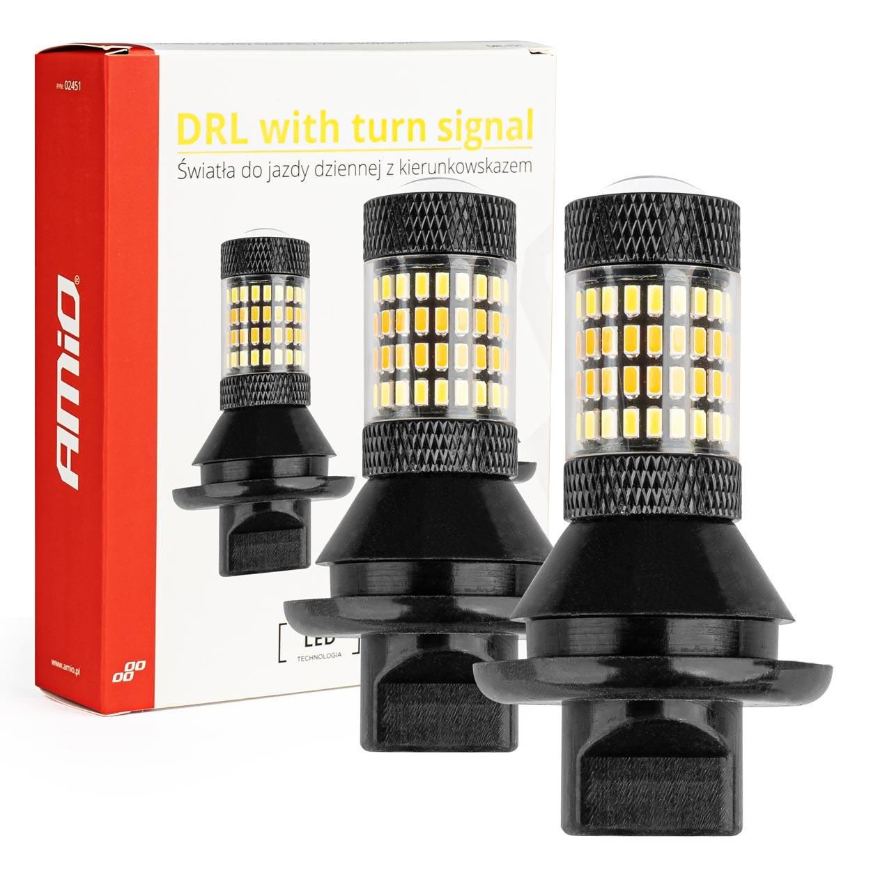 дневни led светлини 2в1 с мигач py21w canbus / канбус , ...