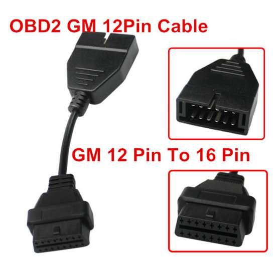 Кабел-преходник от GM 12 pin мъжки към 16 pin OBD2, за Autocom / Delph