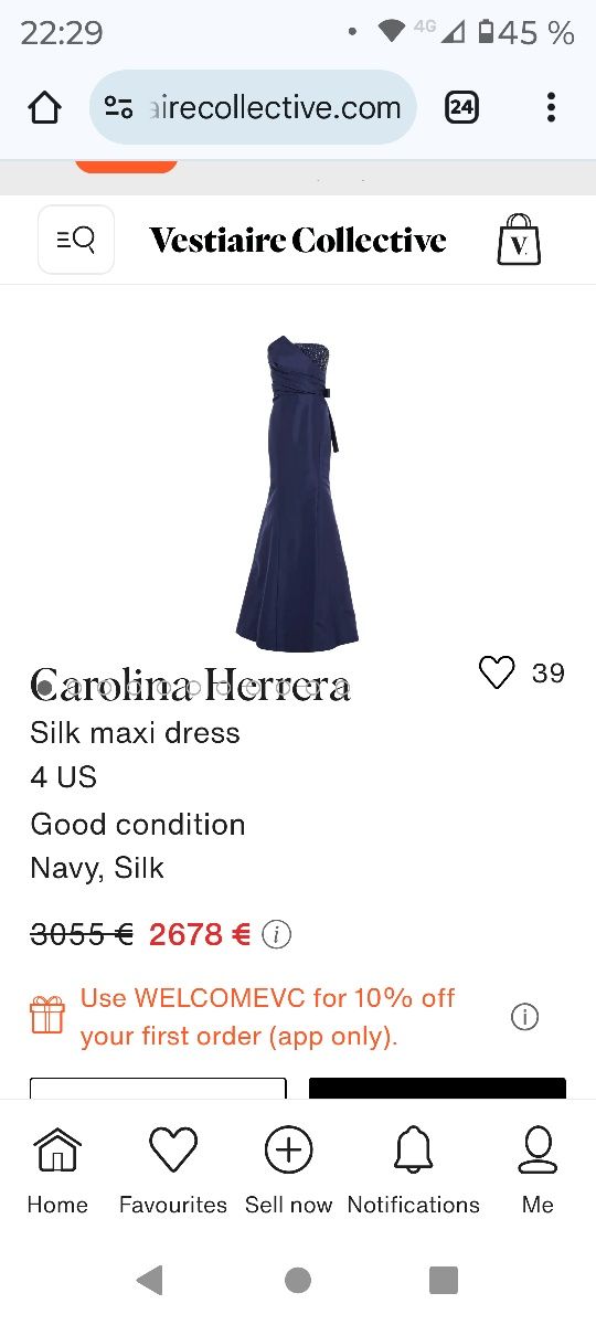 Rochie matase Carolina Herrera marimea 16 (purtata o singura data)