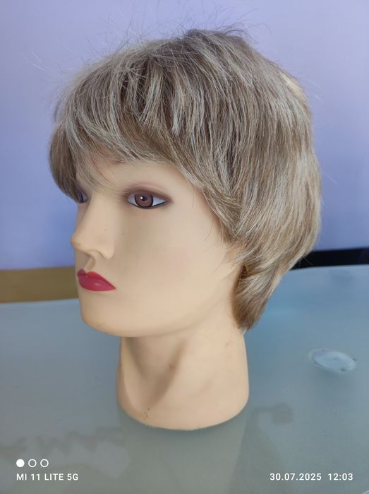 Perucă păr scurt blond