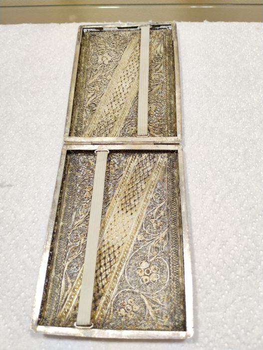 Уникална антикварна сребърна филигран табакера (музеен експонат)