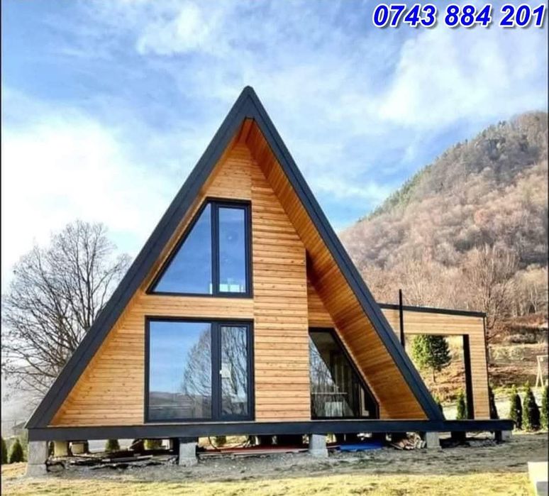 Cabana stil A-Frame si case din structura de lemn de d