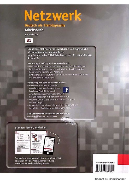 Vând patru cărți noi, în germană, Netzwerk A2, B1 Kursbuch Arbeitsbuch