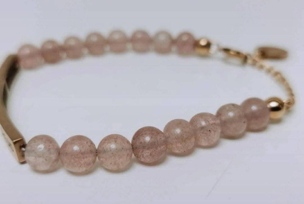 Bratara "Inspire Me Bracelets", placata cu aur roz de 14k si cuart roz