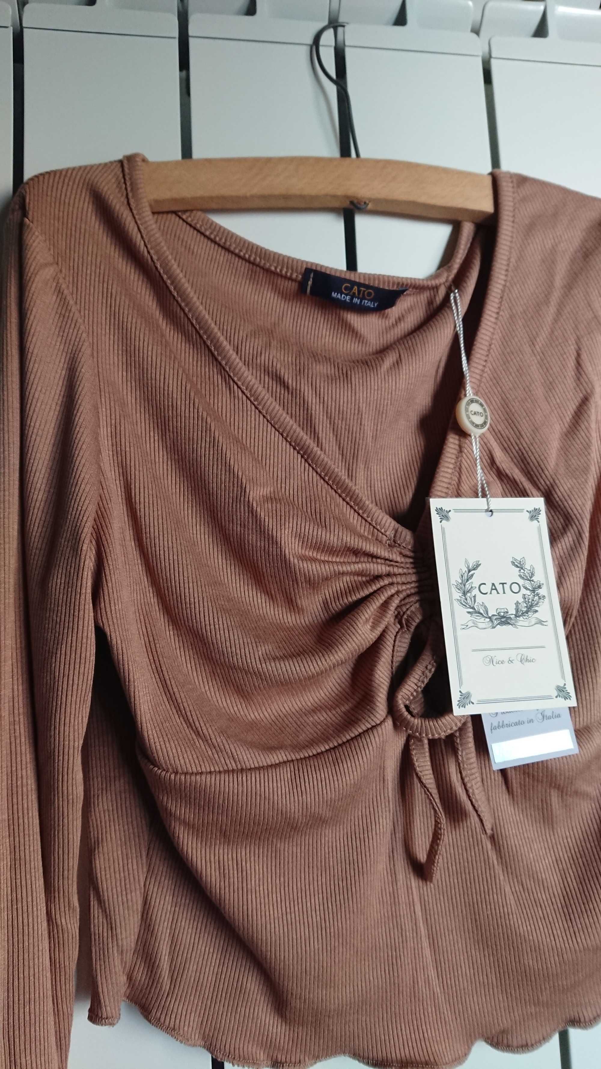 Bluză cu șnur, crem, Made in Italy