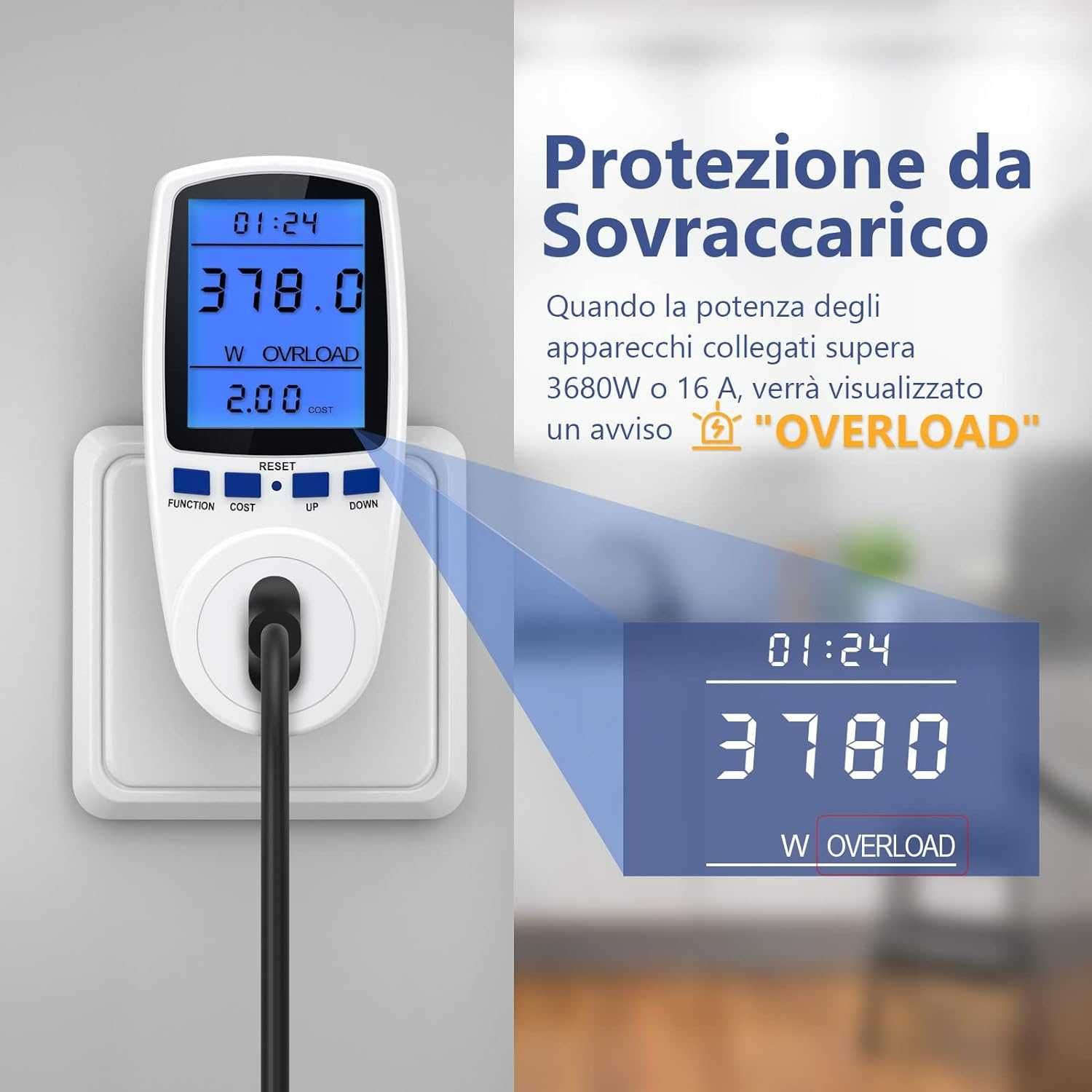 Dispozitiv masurat curent electric consum , amp, tens, LCD de la 89RON
