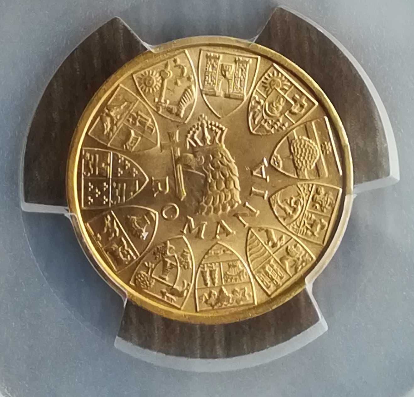 Moneda AUR 20 lei 1944 Ardealul Nostru MS64