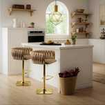 Scaun de Bar de LUX din Catifea, cadru Auriu 118P LIVRARE GRATUITA!