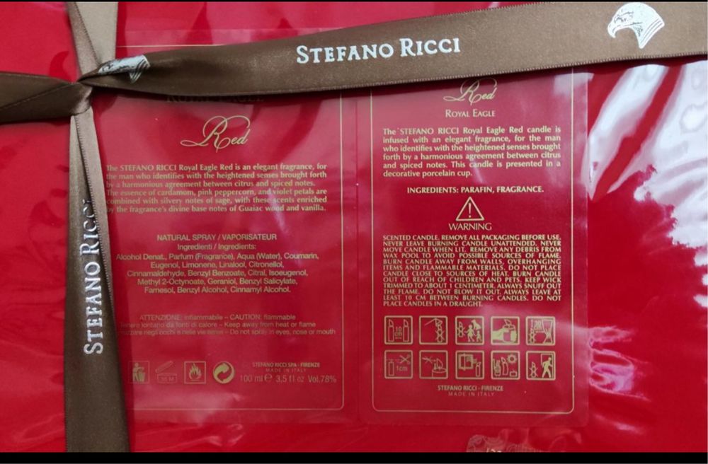Парфюм Stefano Ricci ROYAL EAGLE RED 100 МЛ И СВЕЧА и парфюм Zilli
