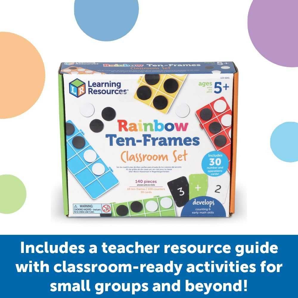 Ресурси за обучение Rainbow Ten-Frames Classroom Set,възраст 5+ години