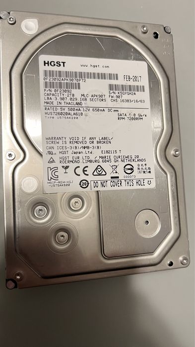 Vand HDD 2 TB 3,5” stare foarte buna