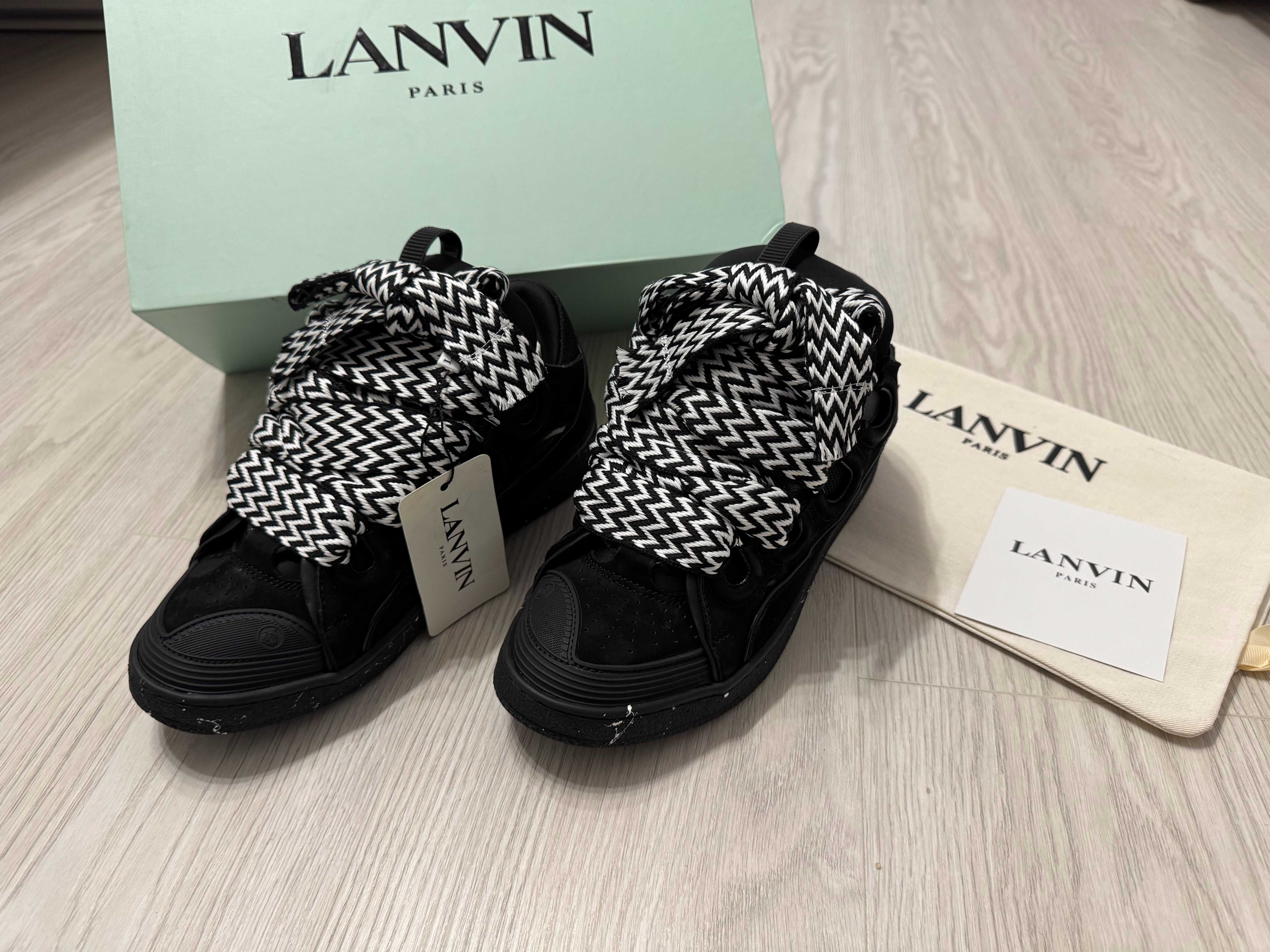 Adidasi Lanvin Curb, SNEAKERS Premium NOI, din Piele, Full Box