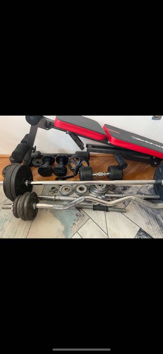 Greutăți, bare, bancă gym