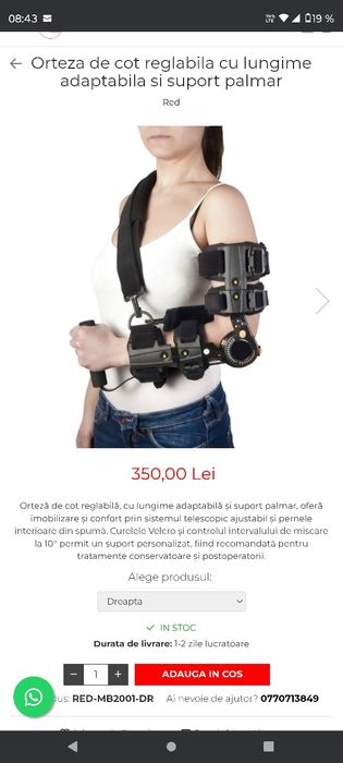 Orteza reglabila cot dreapta