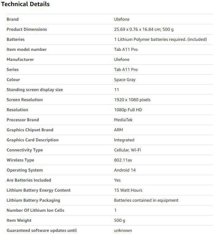 Таблет Ulefone Tab A11 Pro 11″ 90Hz, 16GB RAM 128GB ROM+1TB Android 14