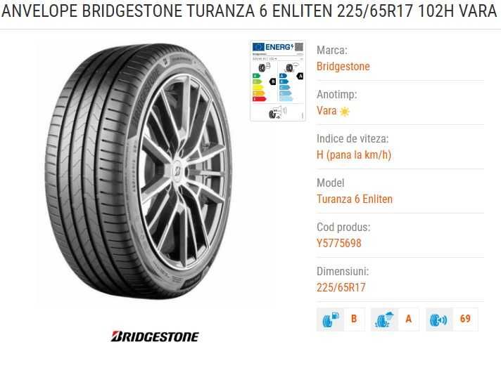 Vand 4 anvelope noi BRIDGESTONE TURANZA 225/65/R17 la jumatate de pret