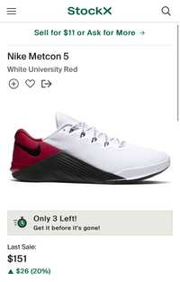 Nike Metcon 5 White University Red