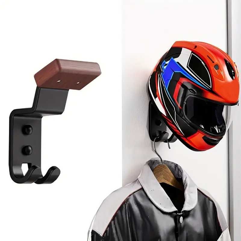 Suport Cască Moto si Echipament – Metal si lemn, pentru garaj si casa