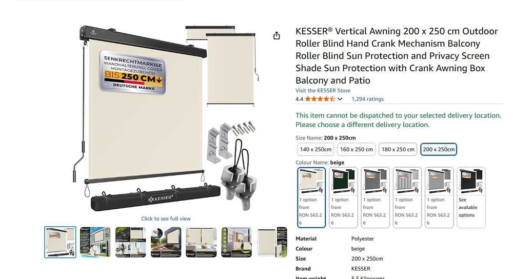 jaluzea verticala exterior kesser 200x250 gri inchis