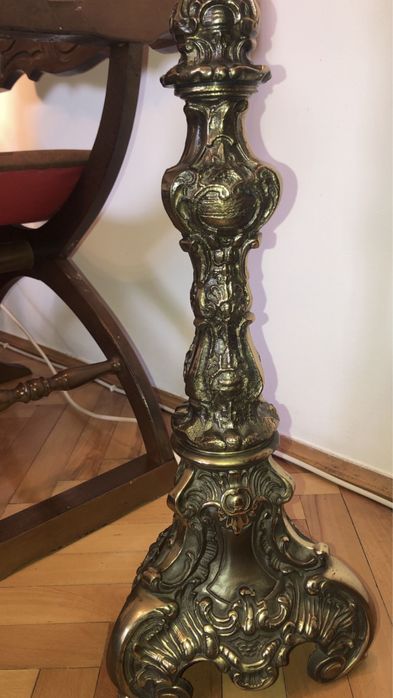 Lampadar englezesc din bronz masiv,cu abajur,intrerupator