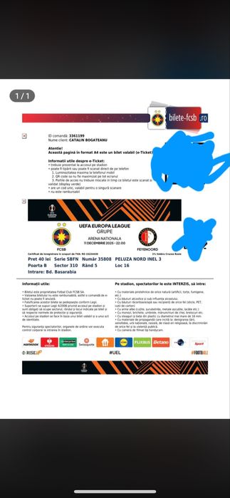 Bilet FCSB Feyenoord