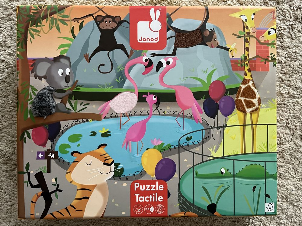 Puzzle tactil, 20 piese - Gradina zoologica