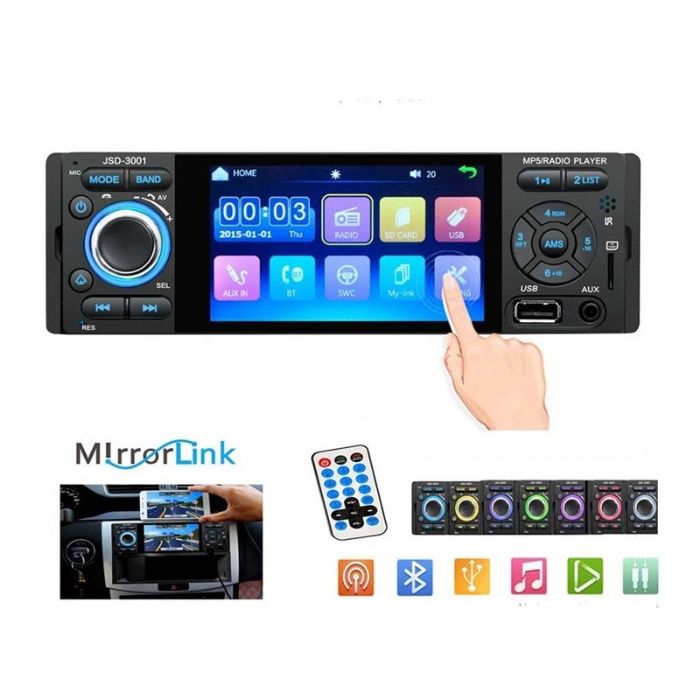 Dvd auto Radio auto 1 din, Full Touch, Mirrorlink Comenzi Volan