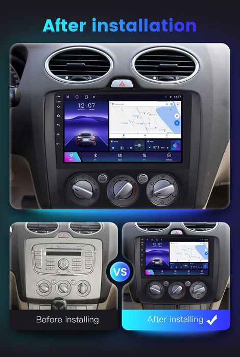 Navigatie Android 14 Ford Focus 2 2004-11 Waze YouTube CarPlay CAMERA