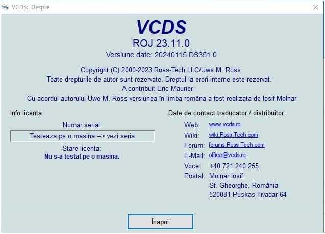 diagnoza V2 HEX vcds interfata tester VAG COM 24.5 Romana+codari