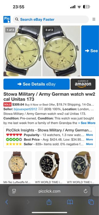 Rar! Ceas Stowa Unitas 173, perioada WWII, Germany.