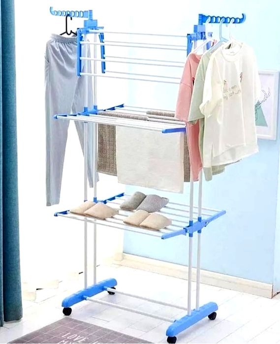Uscator pentru rufe pliabil cu 3 nivele și 2 suporți pentru umerase