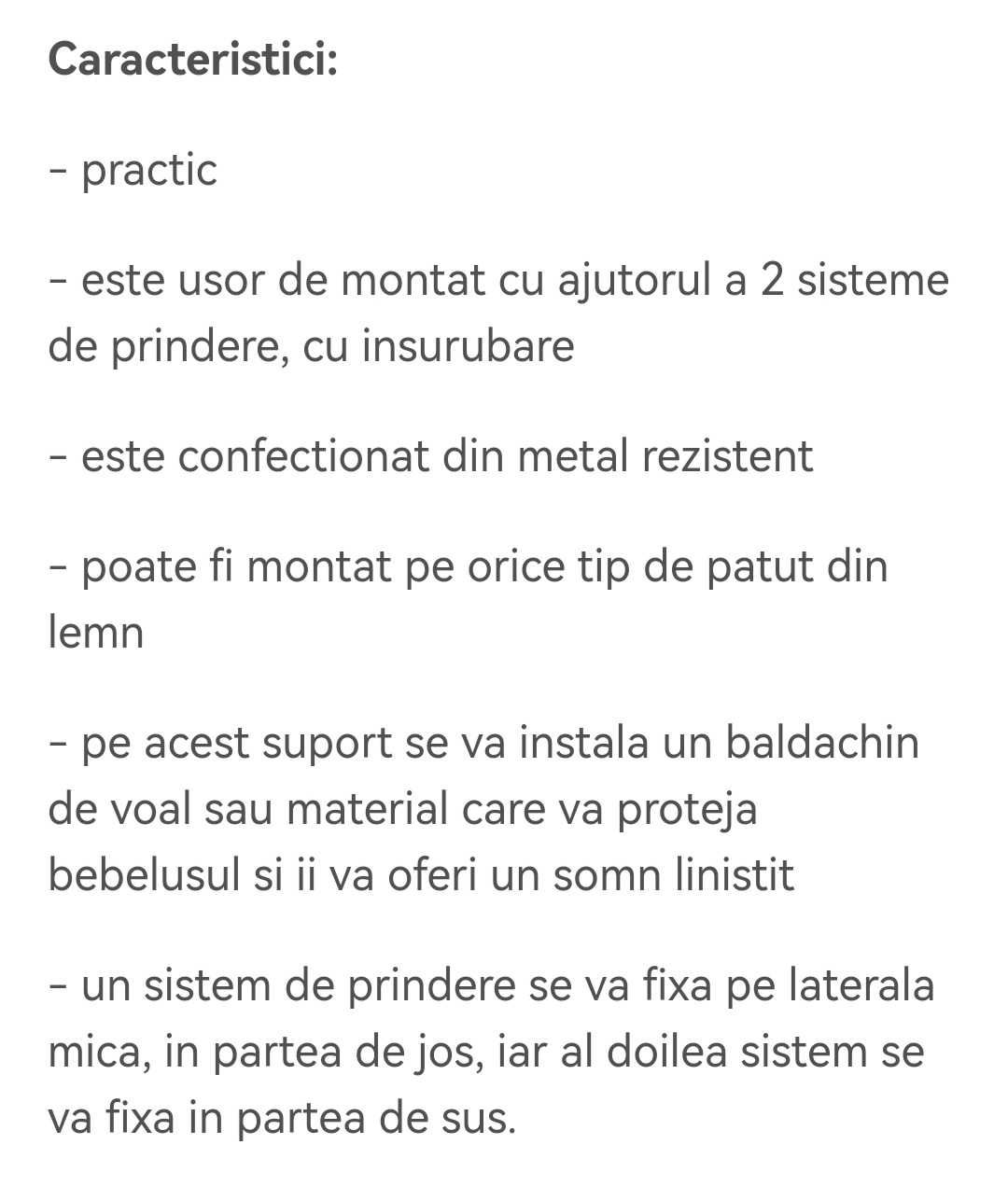 Suport baldachin și baldachin alb pentru patut