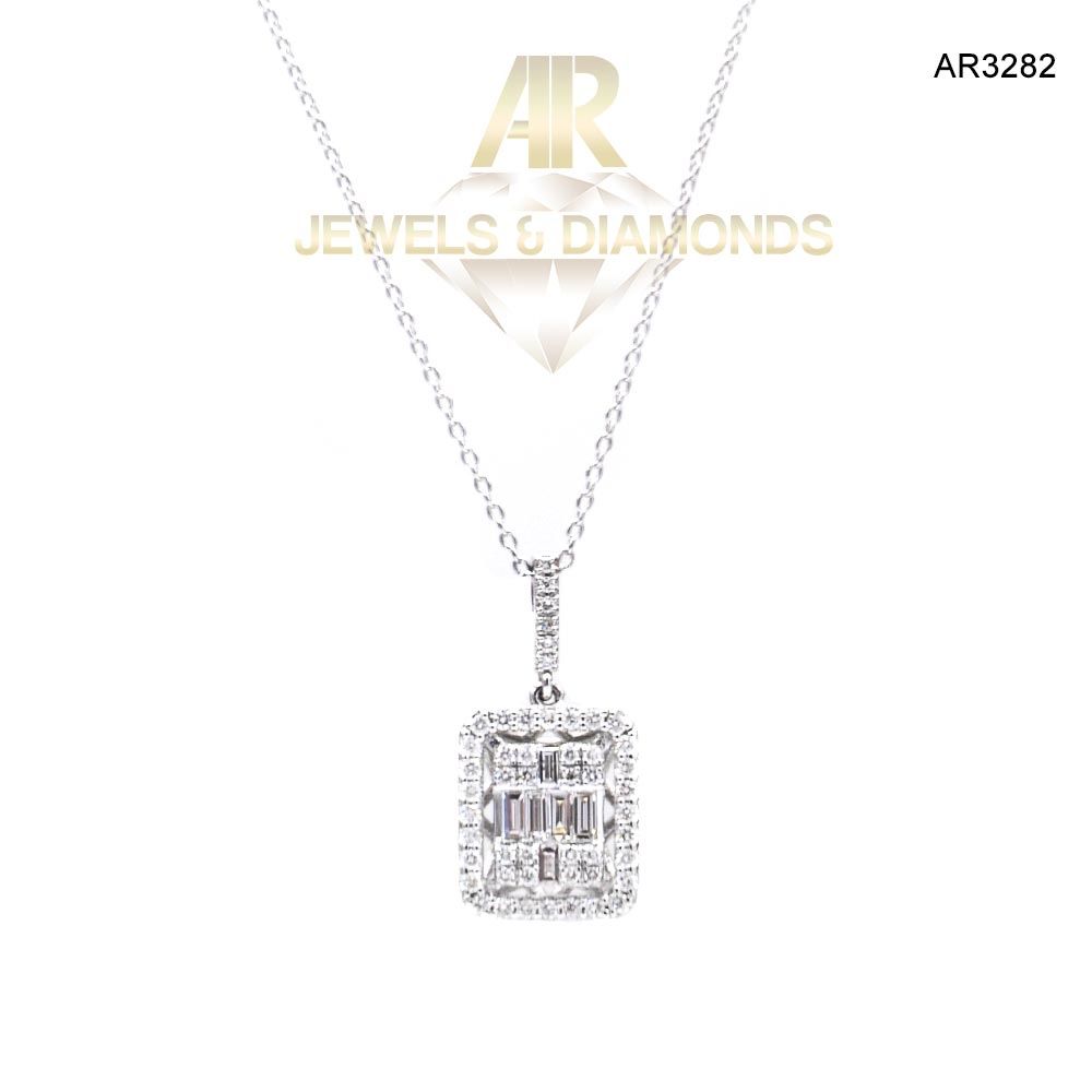 Colier Aur Alb cu DIAMANTE model nou deosebit ARJEWELS(AR3282)