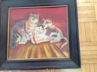 Pisici pictate , tablou vintage