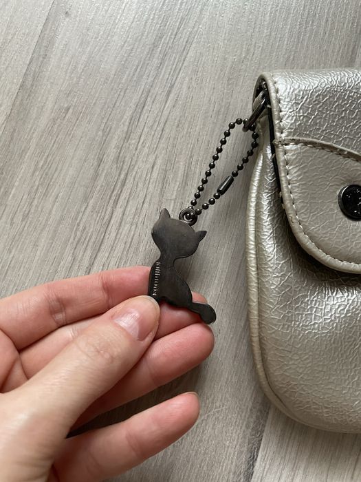 Poseta argintie detaliu pisica