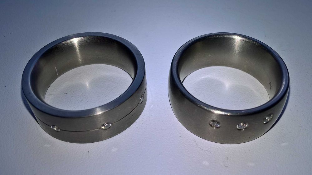 inele pereche din titan cu diamante marcate noi nepurtate