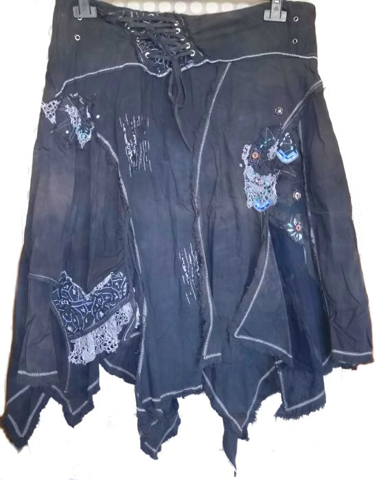 Fusta Unicat deosebita asimetrica colturi cu franjuri tinte dantela