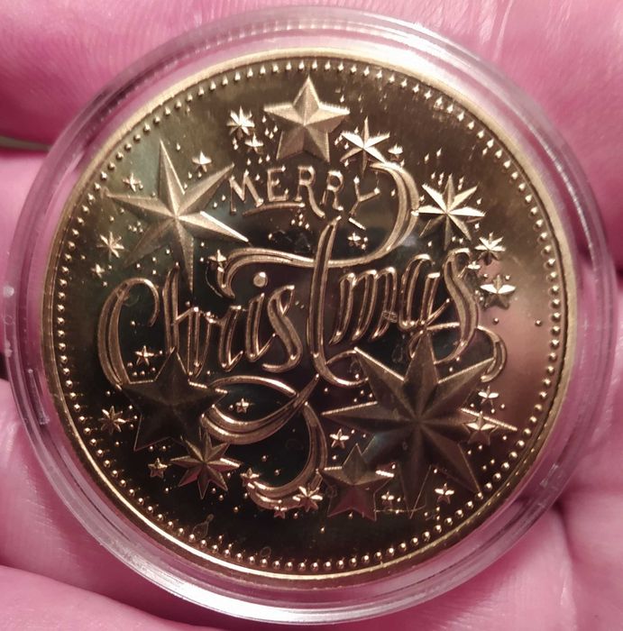 Коледно - новогодишен плакет в защитна капсула . Merry Christmas