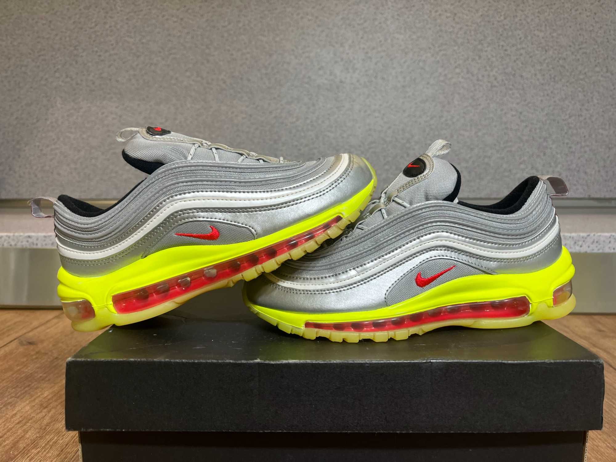 ОРИГИНАЛНИ *** Nike Air Max 97 Rft Metallic Silver/Red Orbit/Volt