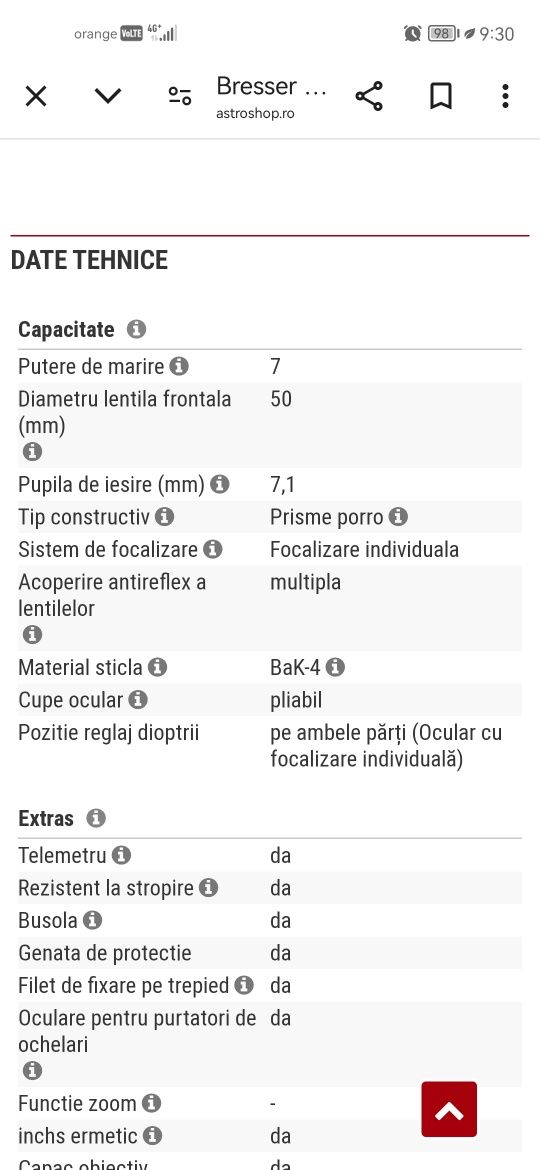 Binoclu bresser topas
