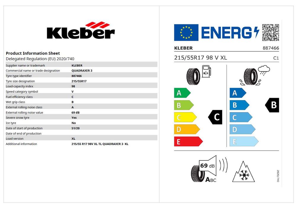 Kleber Quadraxer3 AllSeason 215/55/17 98V XL DOT2322 на 1/3 цена
